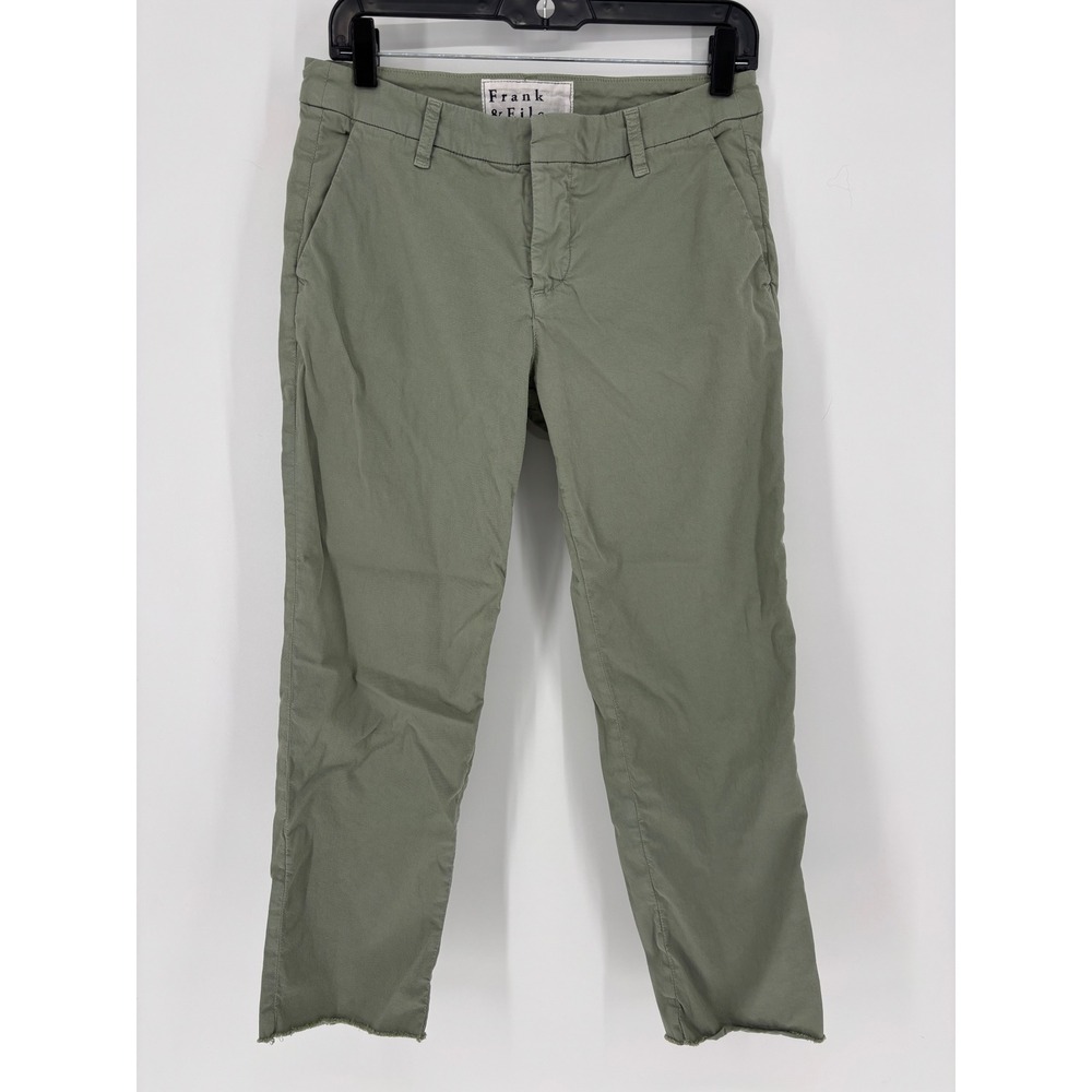 Frank & Eileen Wicklow Italian Chino Pants Sage Green Women Size 4 Crop Raw Hem - Picture 3 of 14
